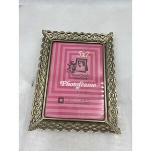 Decorel Ornate Metal Photo Frame 5x7 Gold Tone Filigree Style 5505G Hanging Ring